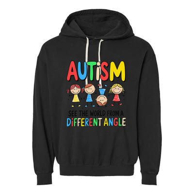 Autism Seeing The World From A Different Angle Autism Garment-Dyed Fleece Hoodie