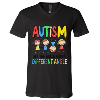 Autism Seeing The World From A Different Angle Autism V-Neck T-Shirt