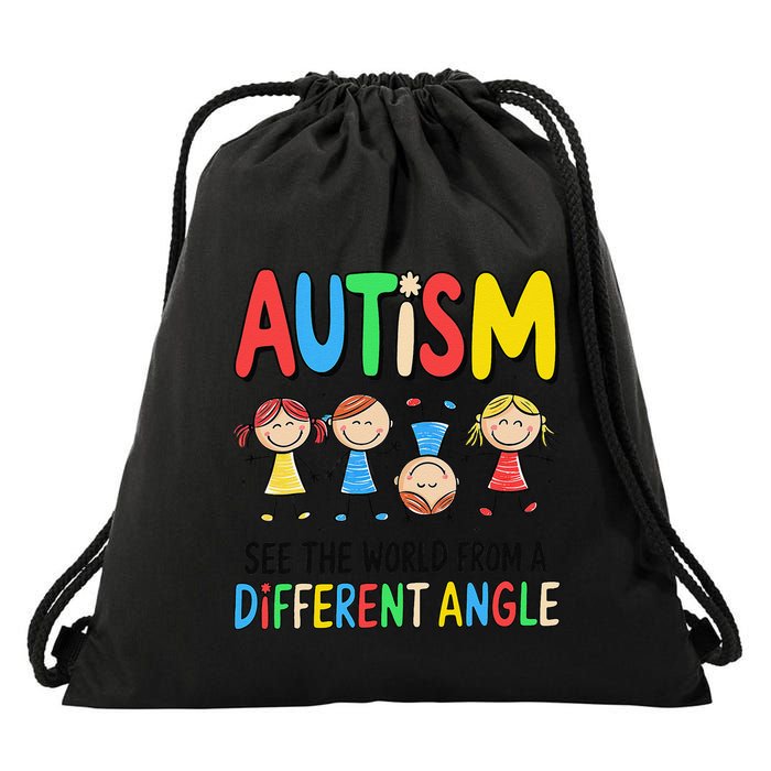 Autism Seeing The World From A Different Angle Autism Drawstring Bag