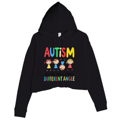 Autism Seeing The World From A Different Angle Autism Crop Fleece Hoodie