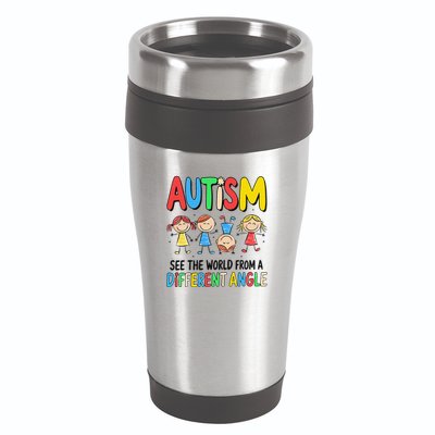 Autism Seeing The World From A Different Angle Autism 16oz Travel Tumbler