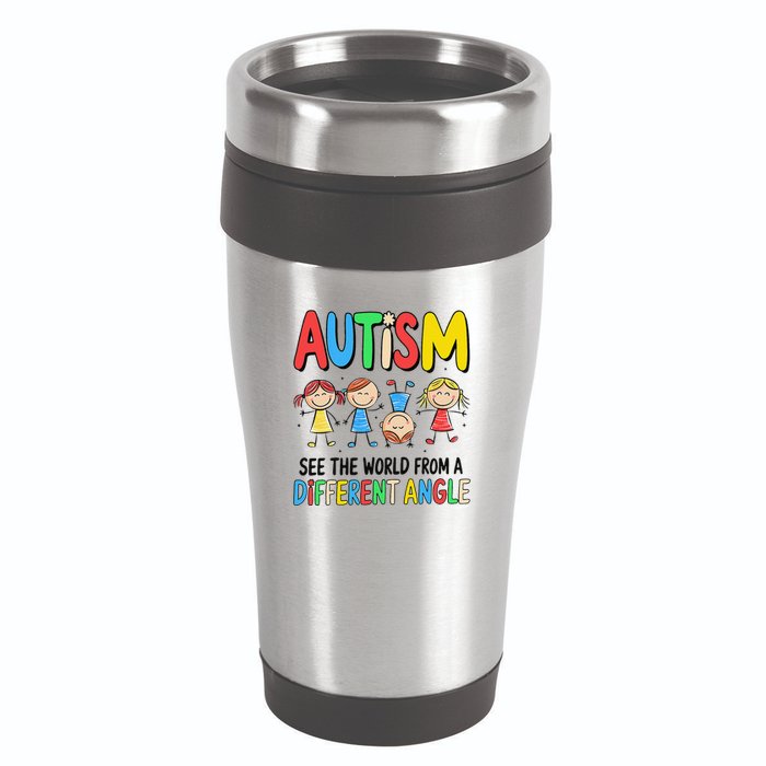 Autism Seeing The World From A Different Angle Autism 16oz Travel Tumbler