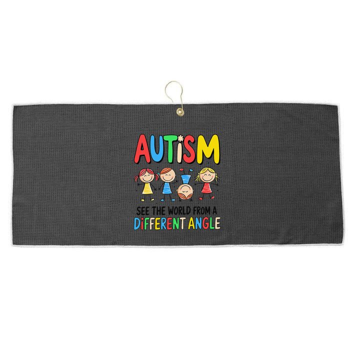 Autism Seeing The World From A Different Angle Autism Large Microfiber Waffle Golf Towel