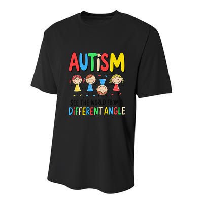 Autism Seeing The World From A Different Angle Autism Youth Performance Sprint T-Shirt