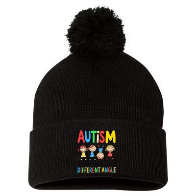 Autism Seeing The World From A Different Angle Autism Pom Pom 12in Knit Beanie