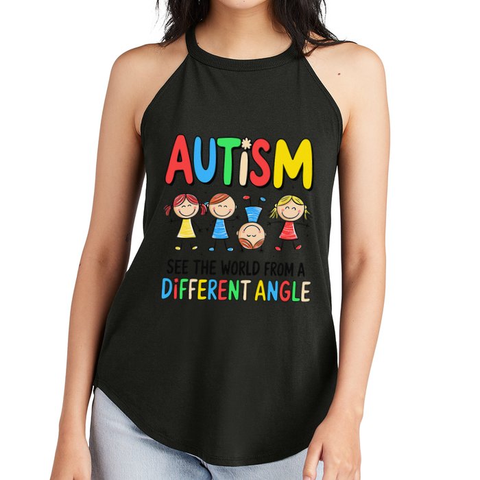 Autism Seeing The World From A Different Angle Autism Women's Perfect Tri Rocker Tank