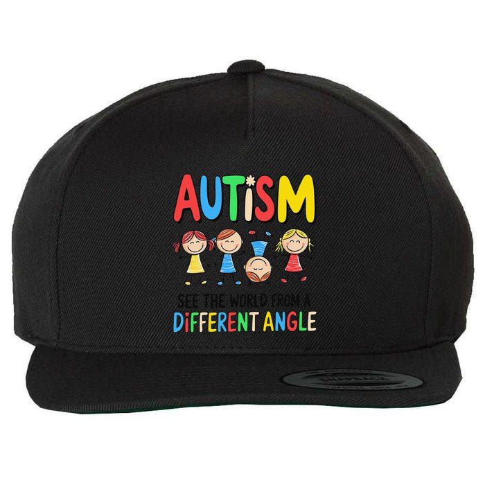 Autism Seeing The World From A Different Angle Autism Wool Snapback Cap