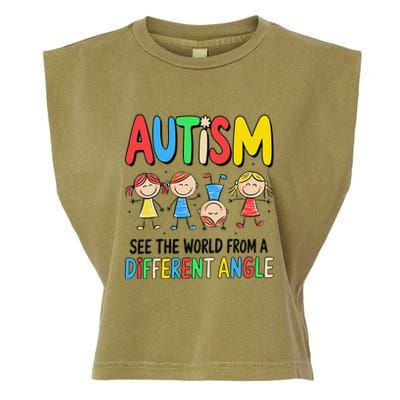 Autism Seeing The World From A Different Angle Autism Garment-Dyed Women's Muscle Tee