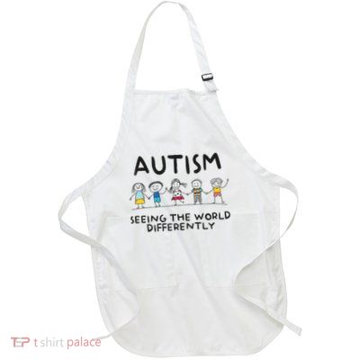 Autism Seeing The World Differently Autism Awareness  Full-Length Apron With Pockets