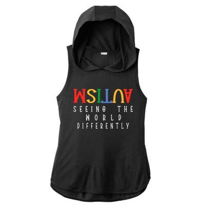 Autism Seeing The World Differently Autism Awareness Month Gift Ladies PosiCharge Tri-Blend Wicking Draft Hoodie Tank