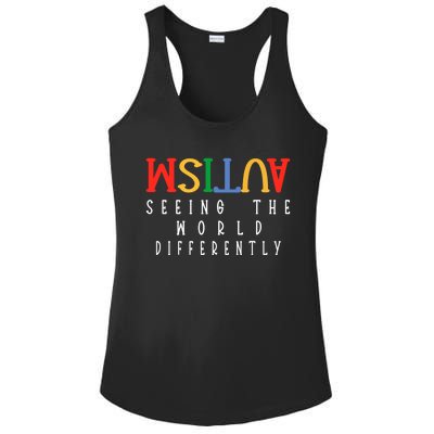 Autism Seeing The World Differently Autism Awareness Month Gift Ladies PosiCharge Competitor Racerback Tank