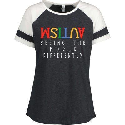 Autism Seeing The World Differently Autism Awareness Month Gift Enza Ladies Jersey Colorblock Tee