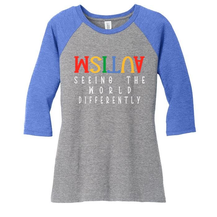 Autism Seeing The World Differently Autism Awareness Month Gift Women's Tri-Blend 3/4-Sleeve Raglan Shirt