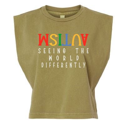 Autism Seeing The World Differently Autism Awareness Month Gift Garment-Dyed Women's Muscle Tee