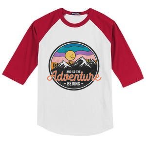 And So The Adventure Begins Adventure Hiking Camping Kids Colorblock Raglan Jersey