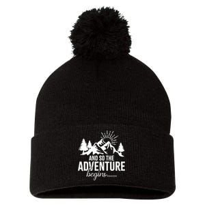 And So The Adventure Begins Camping Road Trip Pom Pom 12in Knit Beanie