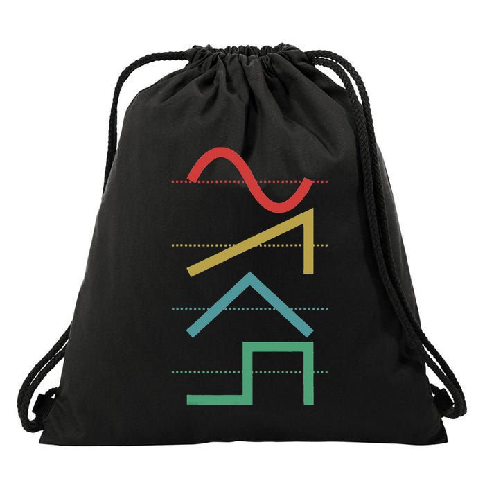Analog Synthesizer Techno Waveform Synth Nerd Drawstring Bag