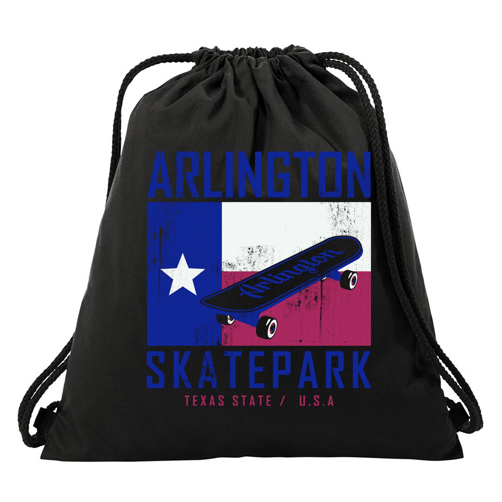 Arlington Skatepark Texas Drawstring Bag
