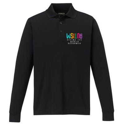 Autism Seeing The World Differently Support Autism Awareness Gift Performance Long Sleeve Polo