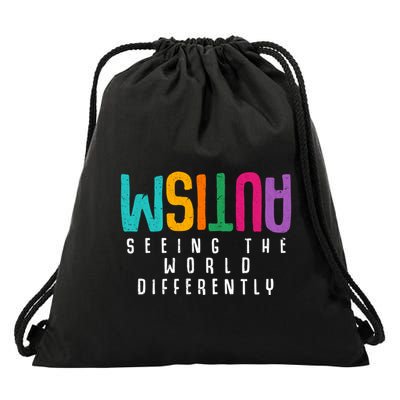 Autism Seeing The World Differently Support Autism Awareness Gift Drawstring Bag