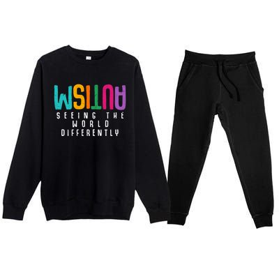 Autism Seeing The World Differently Support Autism Awareness Gift Premium Crewneck Sweatsuit Set