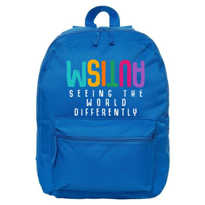 Autism Seeing The World Differently Support Autism Awareness Gift 16 in Basic Backpack
