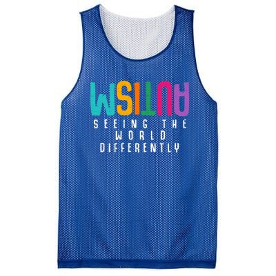 Autism Seeing The World Differently Support Autism Awareness Gift Mesh Reversible Basketball Jersey Tank