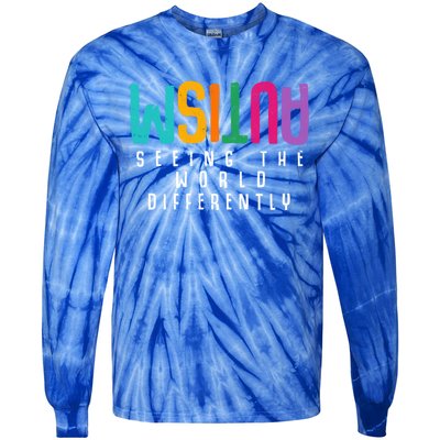 Autism Seeing The World Differently Support Autism Awareness Gift Tie-Dye Long Sleeve Shirt