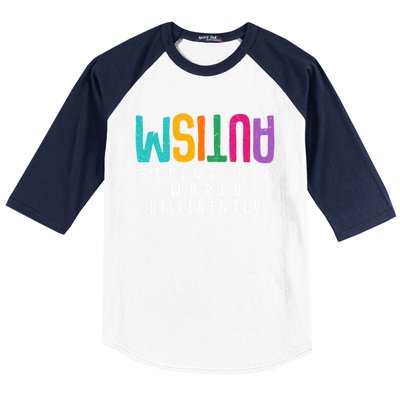 Autism Seeing The World Differently Support Autism Awareness Gift Baseball Sleeve Shirt