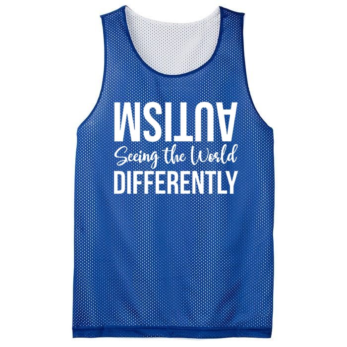 Autism Seeing The World Defferently And Happily Funny 2023 Gift Mesh Reversible Basketball Jersey Tank