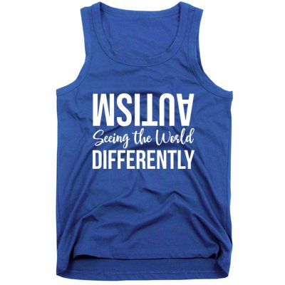 Autism Seeing The World Defferently And Happily Funny 2023 Gift Tank Top