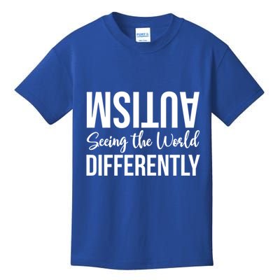 Autism Seeing The World Defferently And Happily Funny 2023 Gift Kids T-Shirt