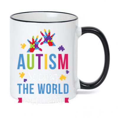 Autism Seeing The World Differently April Awareness Month Funny Gift 11oz Black Color Changing Mug