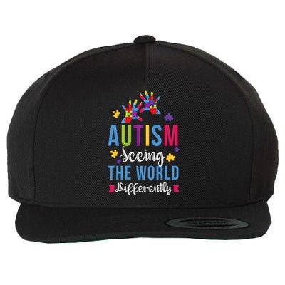 Autism Seeing The World Differently April Awareness Month Funny Gift Wool Snapback Cap