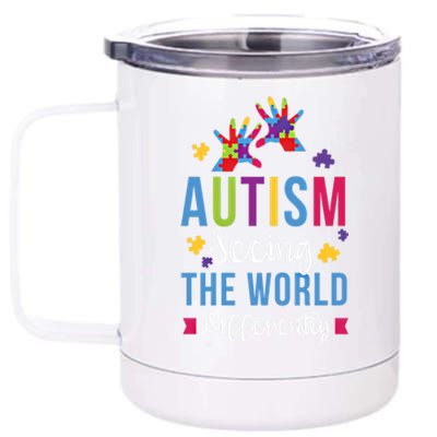 Autism Seeing The World Differently April Awareness Month Funny Gift 12 oz Stainless Steel Tumbler Cup