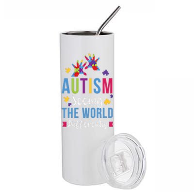 Autism Seeing The World Differently April Awareness Month Funny Gift Stainless Steel Tumbler