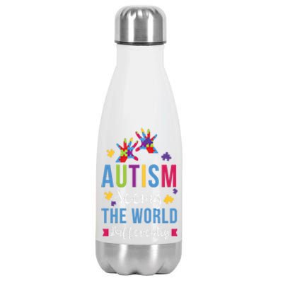 Autism Seeing The World Differently April Awareness Month Funny Gift Stainless Steel Insulated Water Bottle