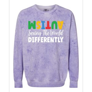 Autism Seeing The World Differently Asd Autistic Gift Colorblast Crewneck Sweatshirt