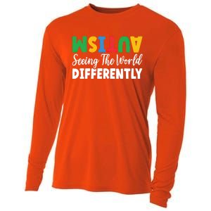 Autism Seeing The World Differently Asd Autistic Gift Cooling Performance Long Sleeve Crew