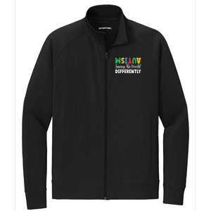 Autism Seeing The World Differently Asd Autistic Gift Stretch Full-Zip Cadet Jacket