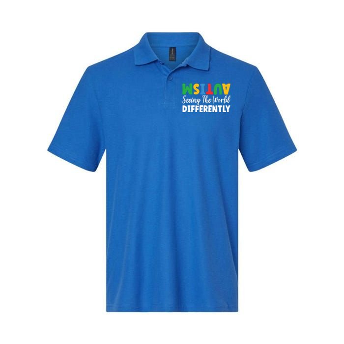 Autism Seeing The World Differently Asd Autistic Gift Softstyle Adult Sport Polo