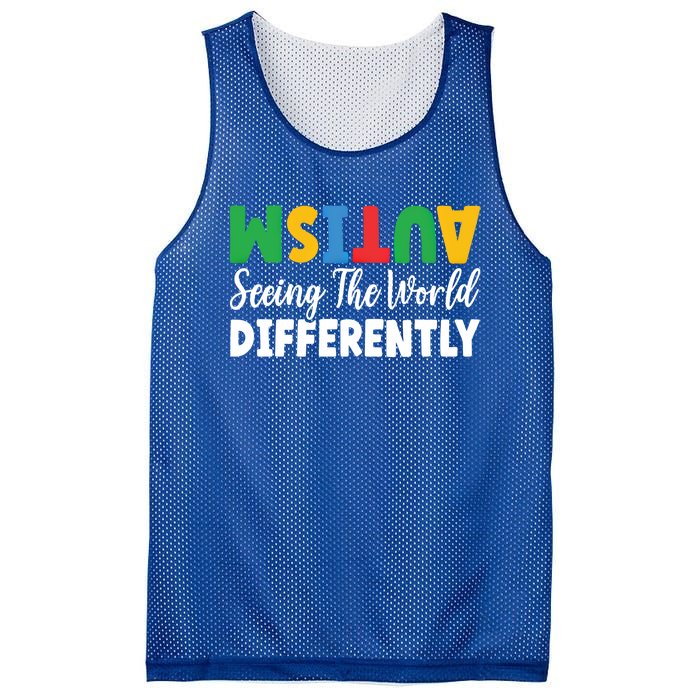 Autism Seeing The World Differently Asd Autistic Gift Mesh Reversible Basketball Jersey Tank