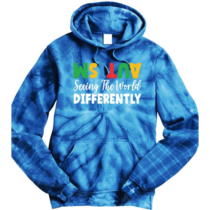 Autism Seeing The World Differently Asd Autistic Gift Tie Dye Hoodie