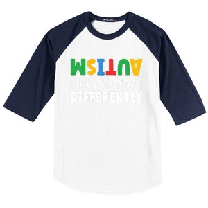 Autism Seeing The World Differently Asd Autistic Gift Baseball Sleeve Shirt