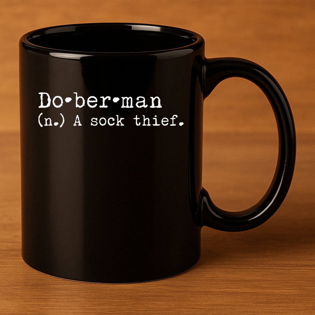 A Sock Thief Doberman Dog funny pet lovers 11oz C Handle Ceramic Mug