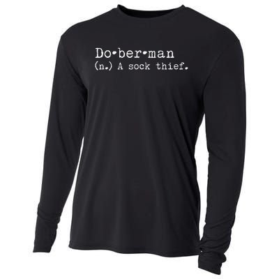 A Sock Thief Doberman Dog funny pet lovers Cooling Performance Long Sleeve Crew