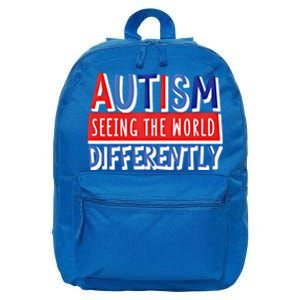 Autism Seeing The World Differently Awareness Autistic Gift 16 in Basic Backpack