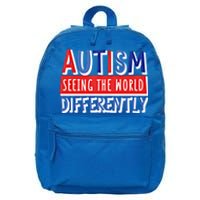 Autism Seeing The World Differently Awareness Autistic Gift 16 in Basic Backpack