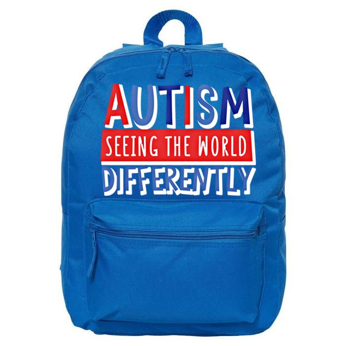 Autism Seeing The World Differently Awareness Autistic Gift 16 in Basic Backpack