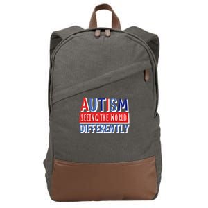 Autism Seeing The World Differently Awareness Autistic Gift Cotton Canvas Backpack